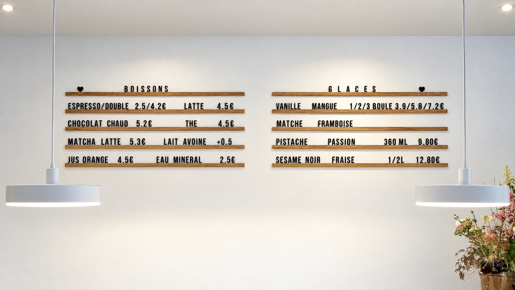 Menus des boissons et glaces de L'Osmanthe