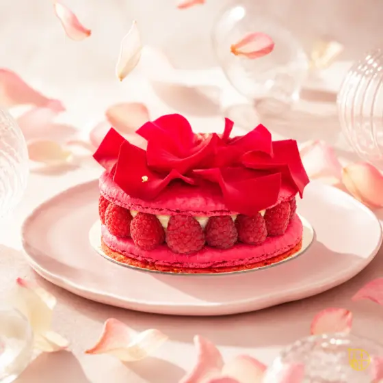 Le grand macaron framboise litchi rose