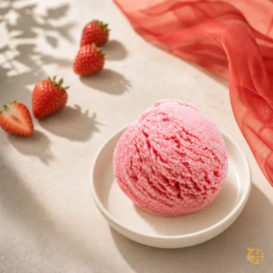 Glace Fraise dans une coupelle